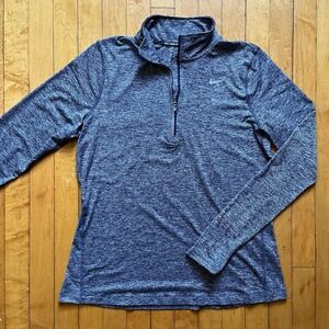 Nike Dri Fit 1/4 Zip Running Shirt Women's Size L Navy Blue Athletic Gym